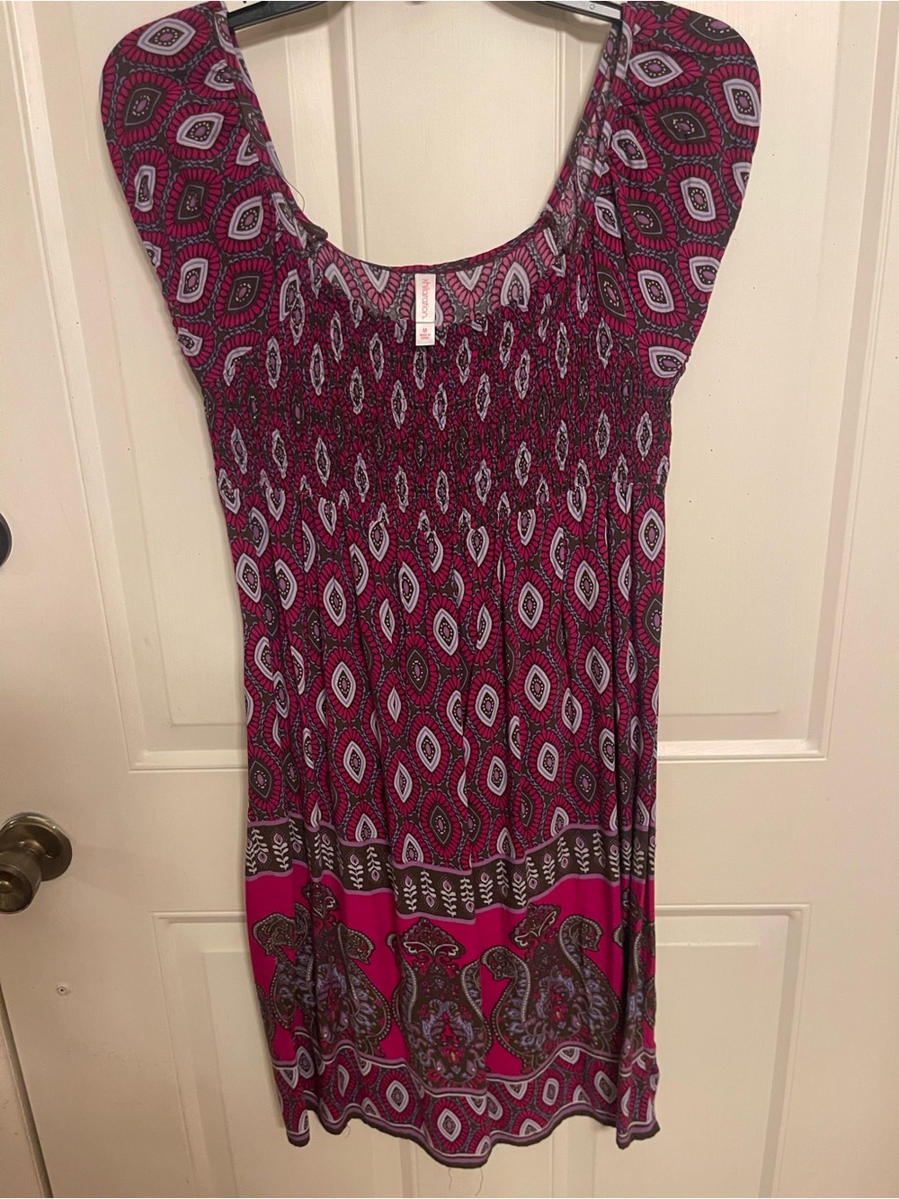 Xhilaration Fuchsia and Gray Paisley Midi Dress